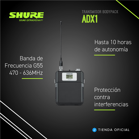 Transmisor Inalámbrico Shure ADX1BR=-G55 Bodypack  